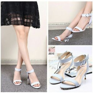 Zara kitten heel sandal in powder blue, size 40